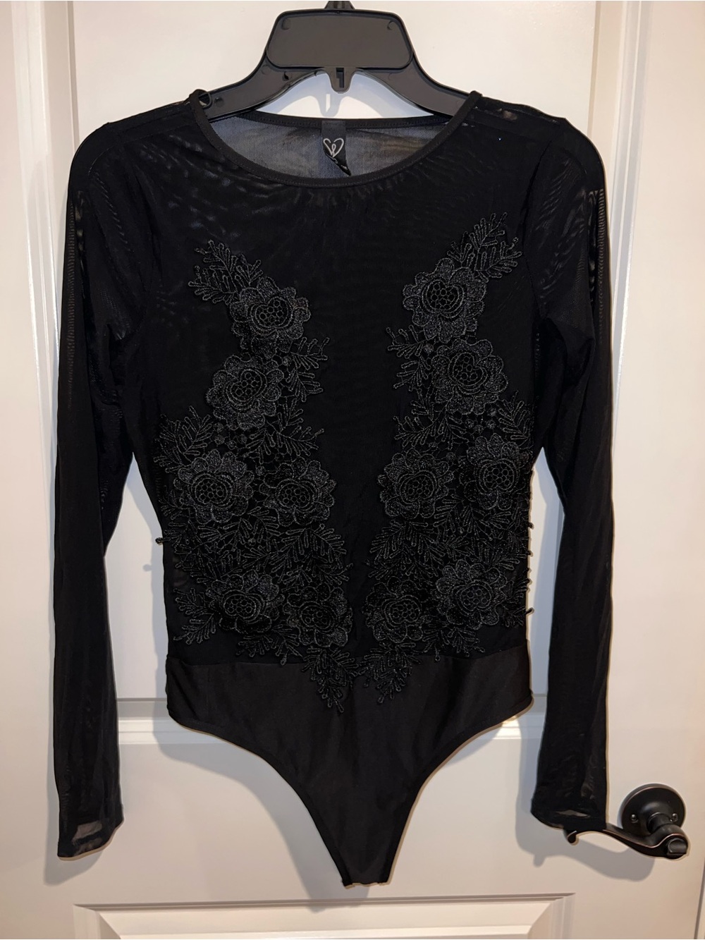 Womens black lace bodysuit size L